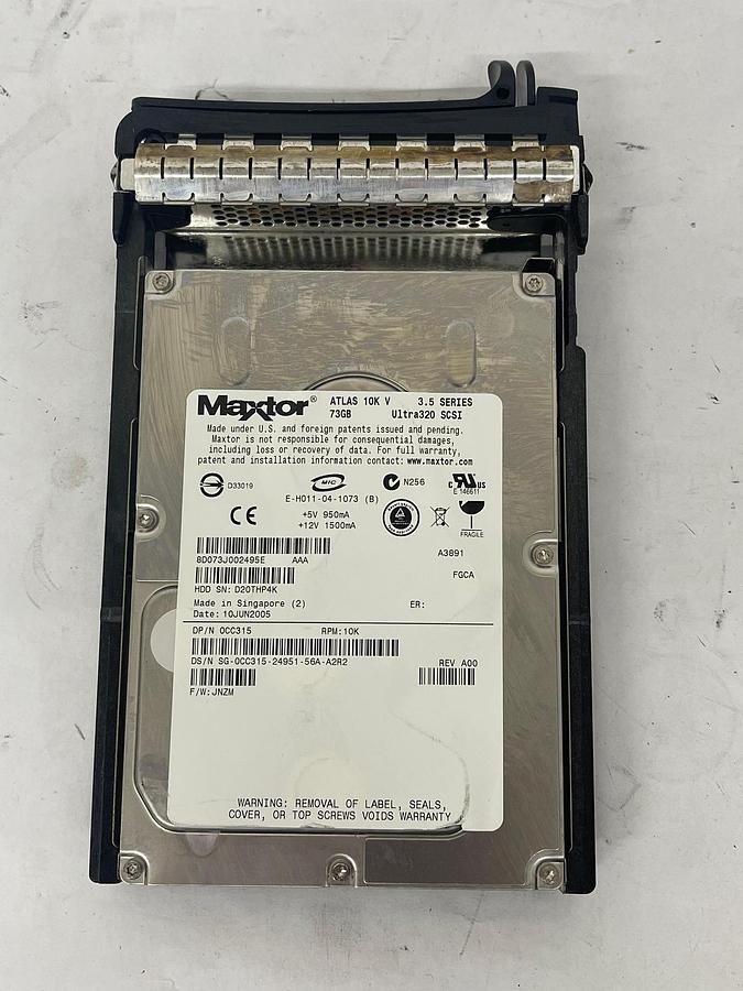 Used Maxtor Atlas OCC315 73GB Ultra320 SCSI 3.5 W/ Dell HD Tray (Y6939)