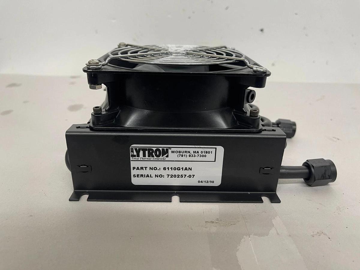 Used Lytron 6110G1AN - Single Fan 3/8" Copper Tube Heat Exchanger, 5" x 5"