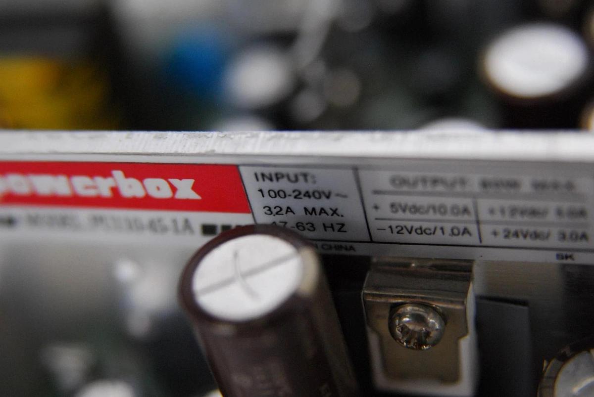 Used Powerbox PU110-45-1A Quad Output Power Supply (+5V,10A/+12V,5A/-12V,1A/+24V,3A)