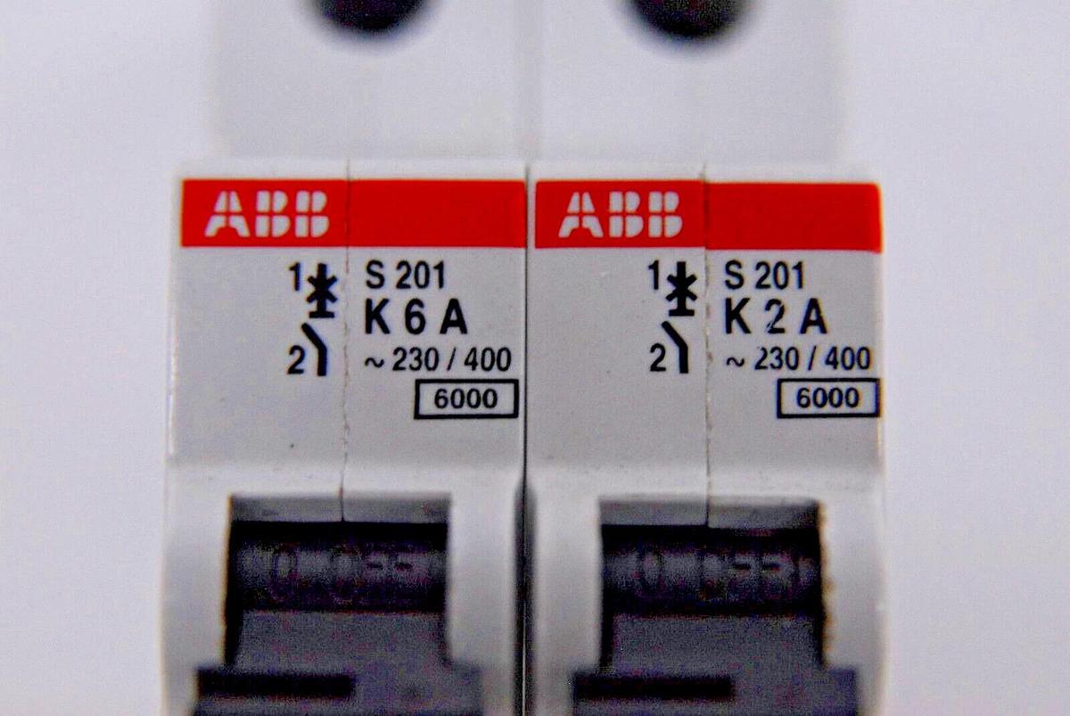 Used ABB S 201 K 6 A GB14048.2 Circuit Breaker - Lot of 2
