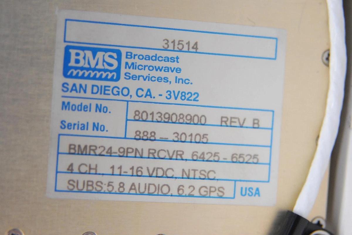 Used BMS HHR-24 SKYLINK BMR24-9PN RCVR 6425-6525 TFT Color Monitor