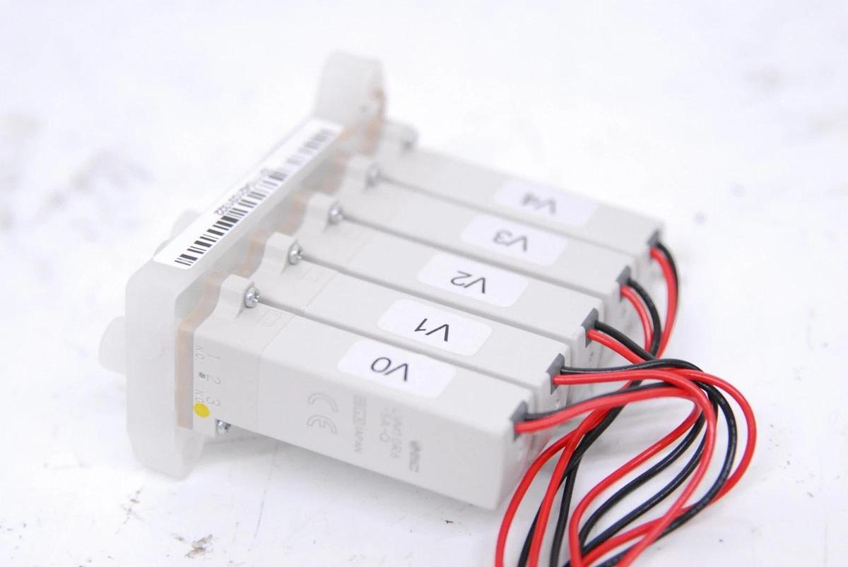 Used SMC LVM10R6-5A-Q 2-Port Solenoid Valve - Lot of 5 on ZR-DE Manifold