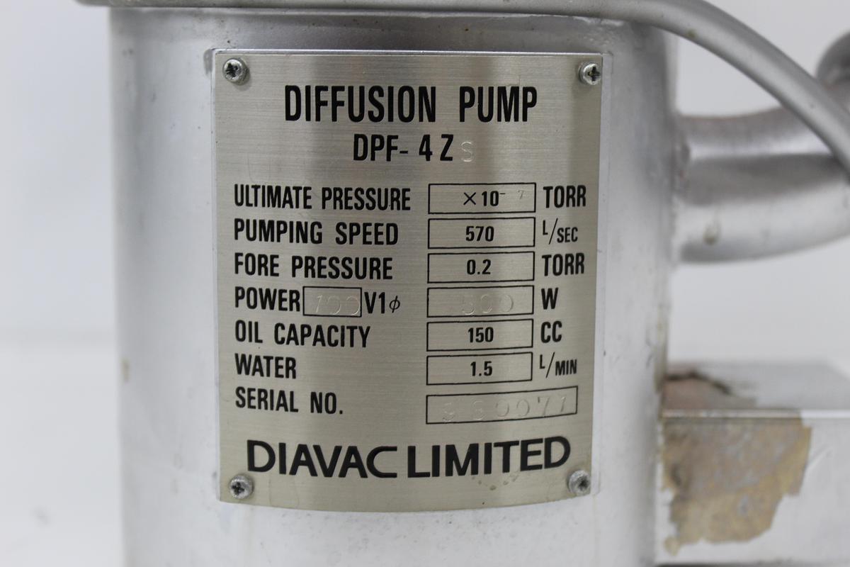 Used Diavac DPF-4ZS High Vacuum Diffusion Pump w/ Valves [Hitachi SEM S-2460N]