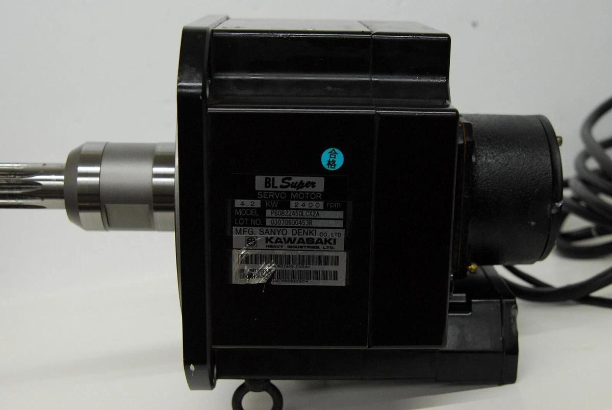 Used Kawasaki Sanyo Denki P80B22450LCX2A BL Super Servo Motor / 60490-1032RON Encoder