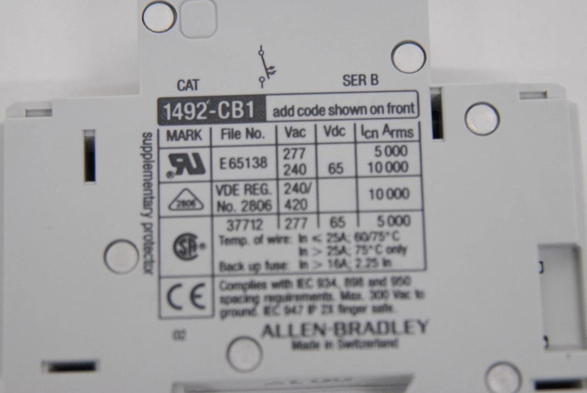 Used Allen-Bradley 1492-CB1 G030 3A Single-Pole DIN Rail Circuit Breaker