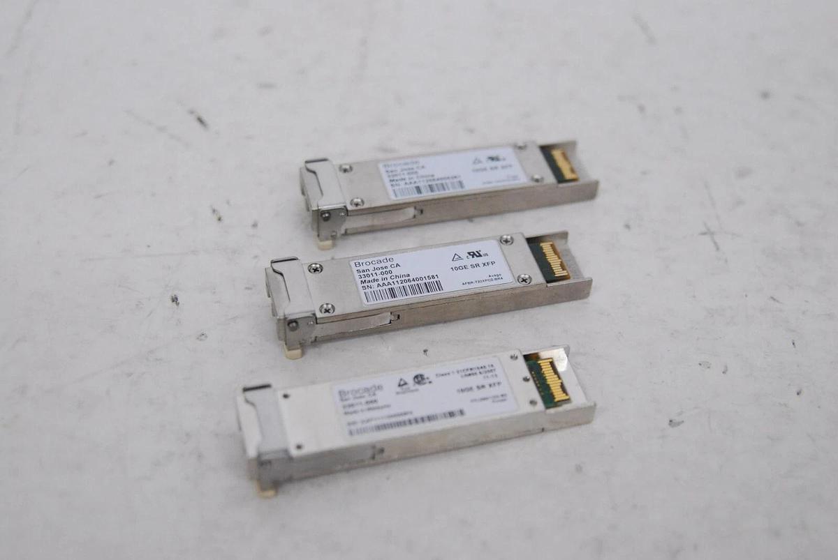 Used Brocade 33011-000 10GE SR XFP Transceivers 850nm - Lot of 3