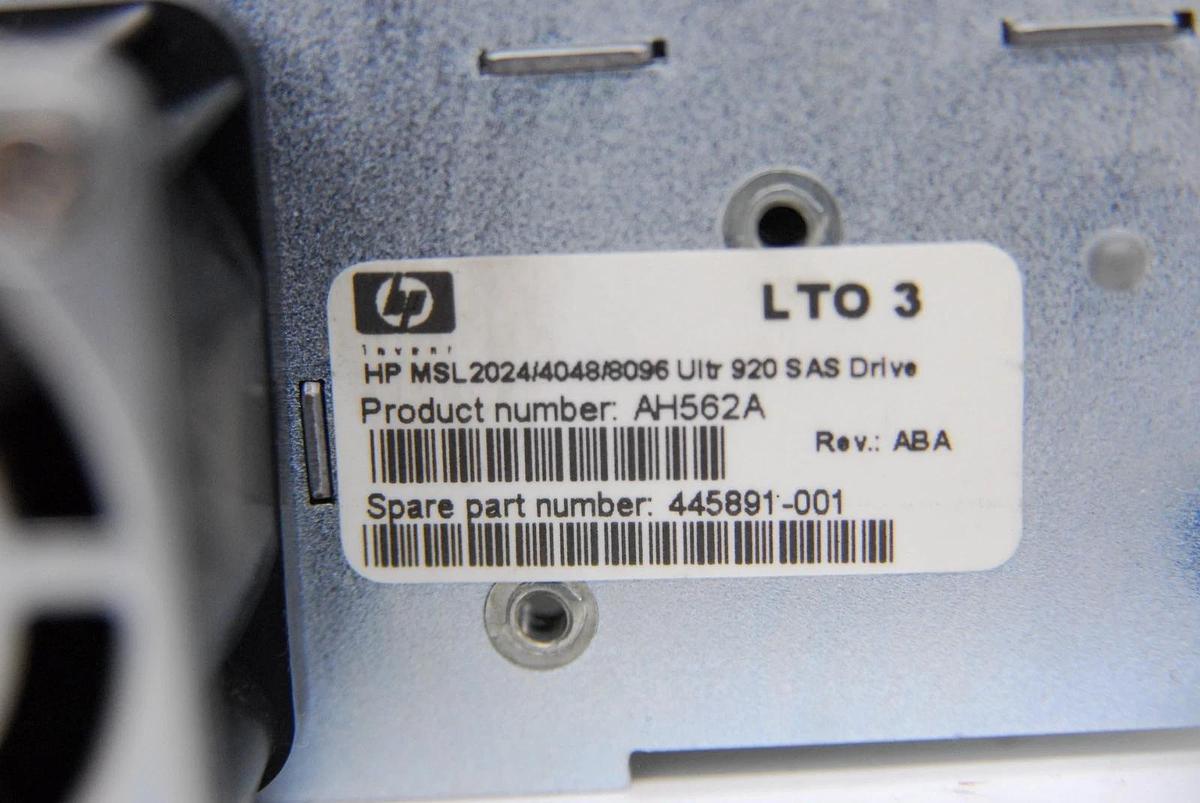 Used HP AH562A 445891-001 MSL2024/4048/8096 Ultr 920 SAS Tape Drive LTO 3