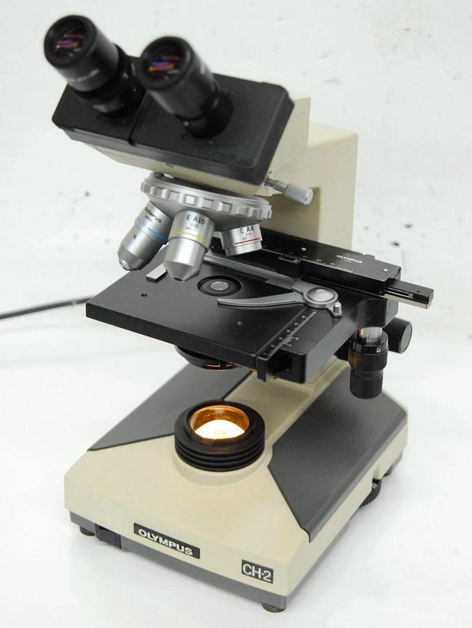 Used Olympus CH-2 CHT Binocular Microscope W/ E A4x/10x/40x Objectives