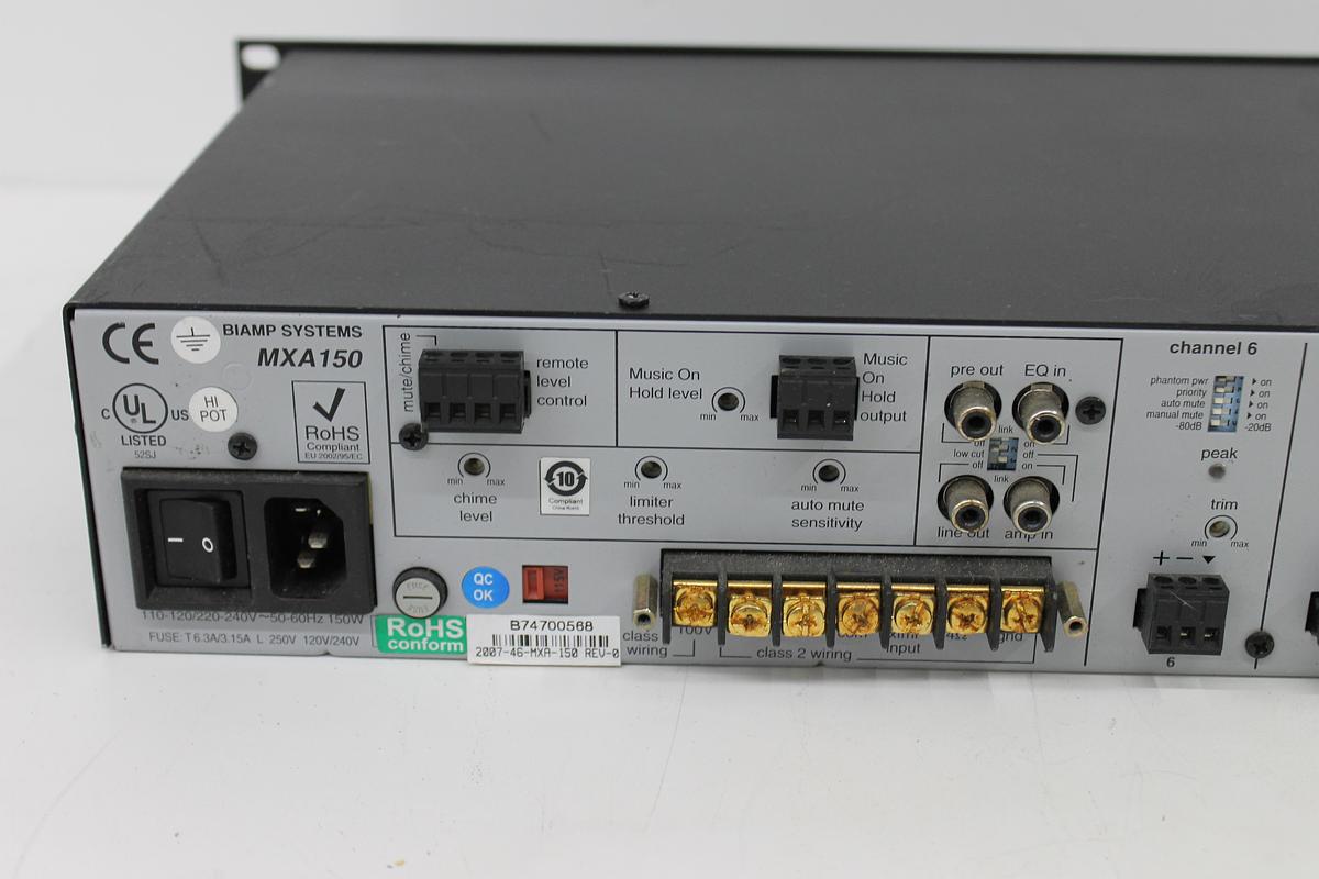 Used Biamp MXA150 6-Channel Audio Mixer Amplifier