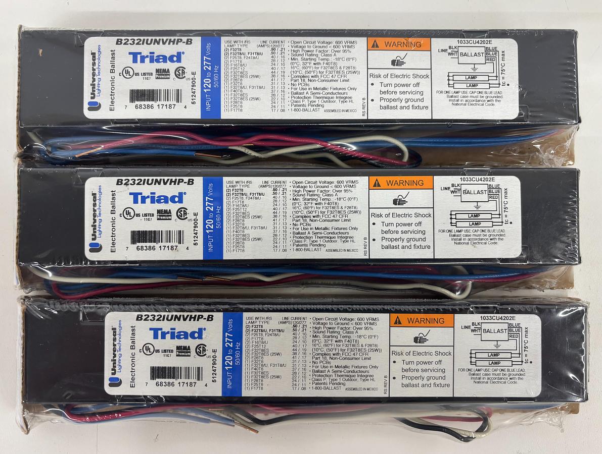 Triad B232IUNVHP-B Electronic Ballast LOT OF 3