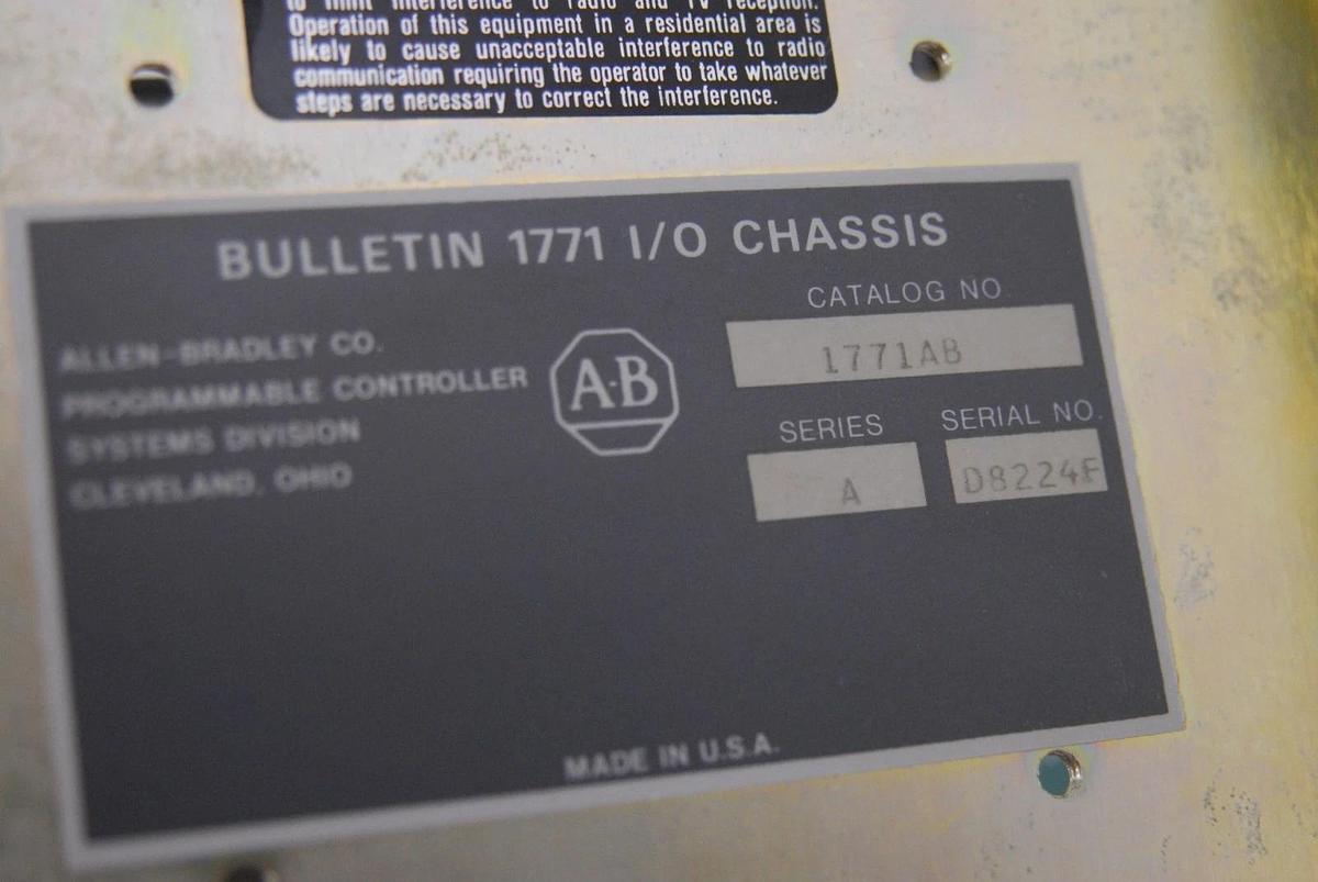 Used Allen-Bradley 1771-PA Power Supply W/ 1771-AB I/O Chassis