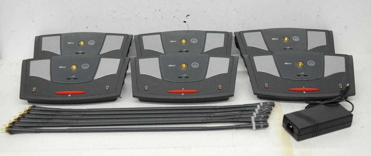 Used AKG CS5 DU Conference Delegate Base Unit W/ Microphone, 1x AC Adapter - Lot of 6