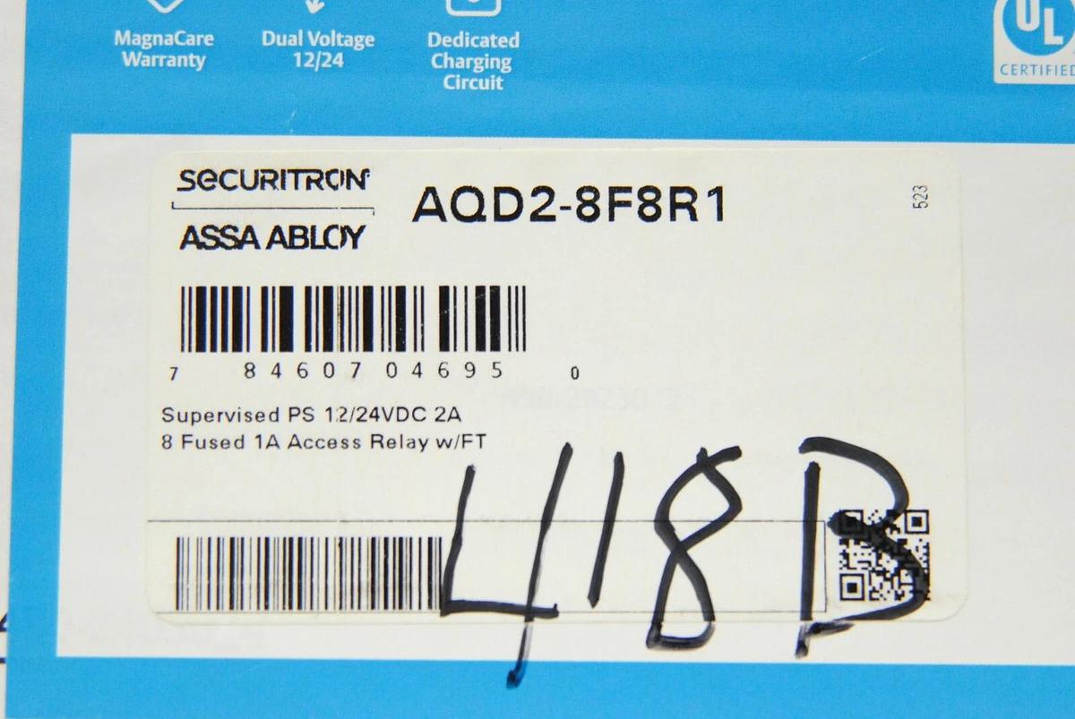 Used Securitron AQD2-8F8R1 Dual-voltage Switching Power Supply w/ Fire Trigger