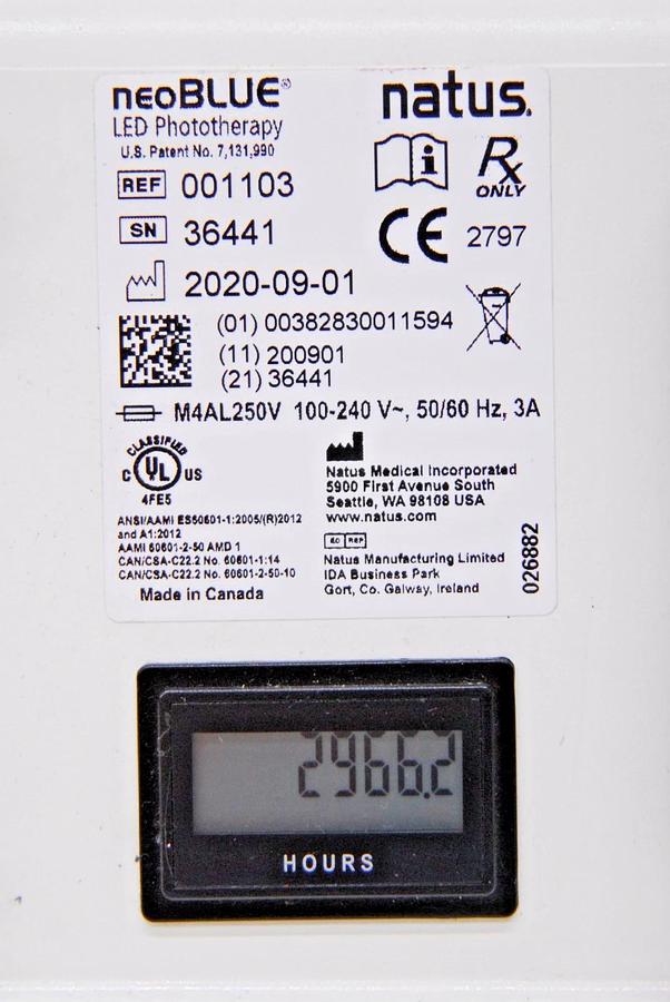 Used Natus 001103 neoBLUE LED Phototherapy System ( 2966 Hrs)