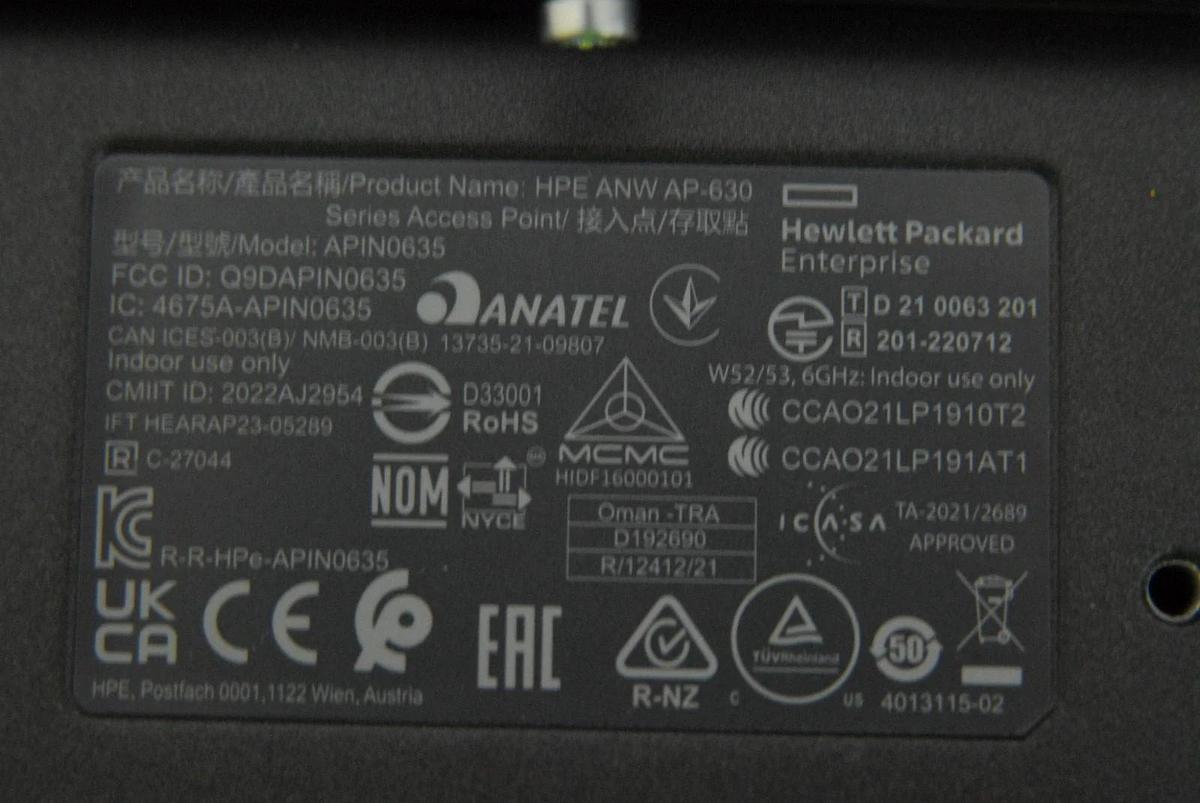 Used HPE R7J28A APIN0635 Aruba AP-635 (US) Wi-Fi 6E Internal Antennas Campus AP
