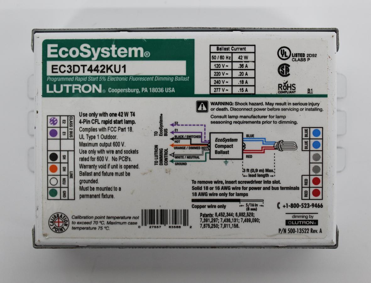 Used Lutron EC3DT442KU1 Dimming Ballast