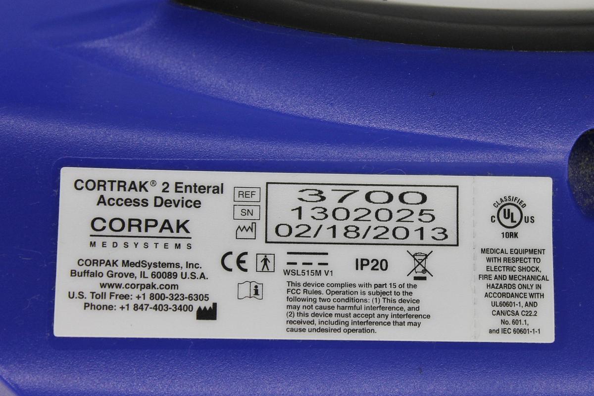 Used CORPAK CORTRAK 2 Enteral Access Device Ref 3700 Console - For Parts or Repair