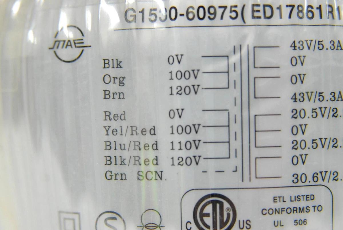 Used Agilent G1530-60975 ED17861R1 Toroidal Power Transformer (6890N G1540N GC)