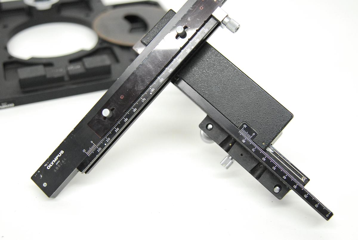 Used Olympus IMT2-SP Stage with Insert, Mechanical XY Click-Stop Attachment
