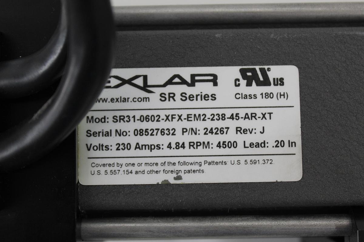 Used Exlar SR31-0602-XFX-EM2-238-45-AR-XT Electric Linear Servo Actuator 230V