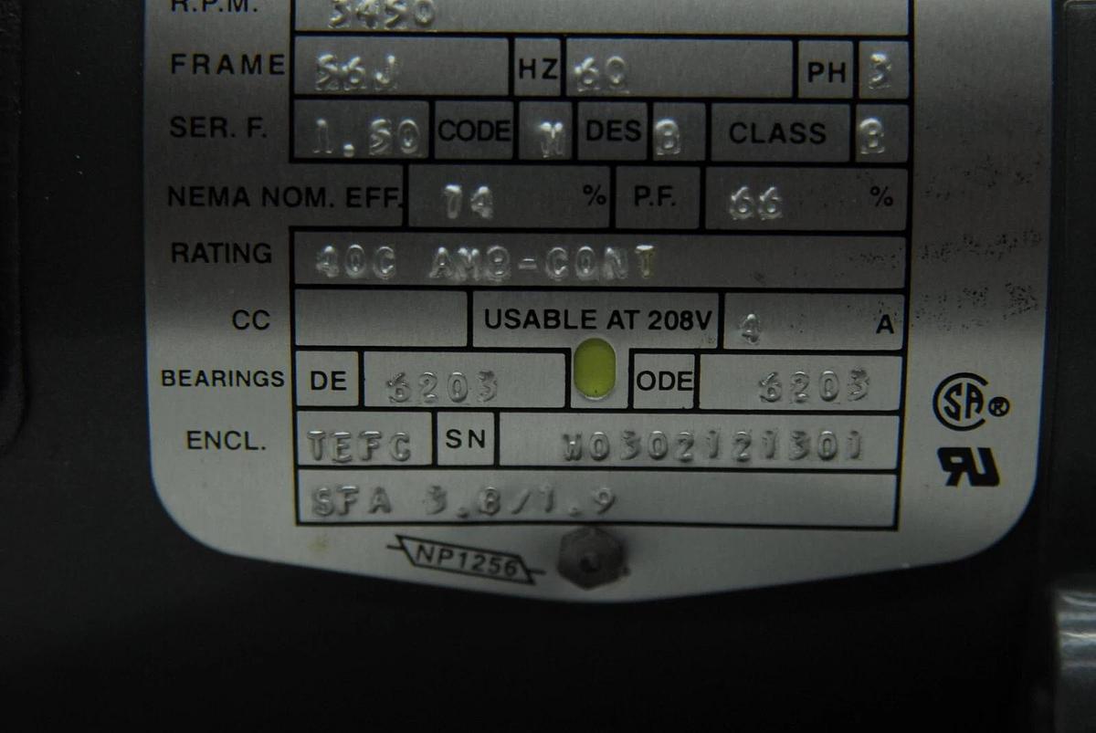 Used EBARA ACDU70/17T3G Stainless Steel Centrifugal Pump / Baldor JM3463 Motor