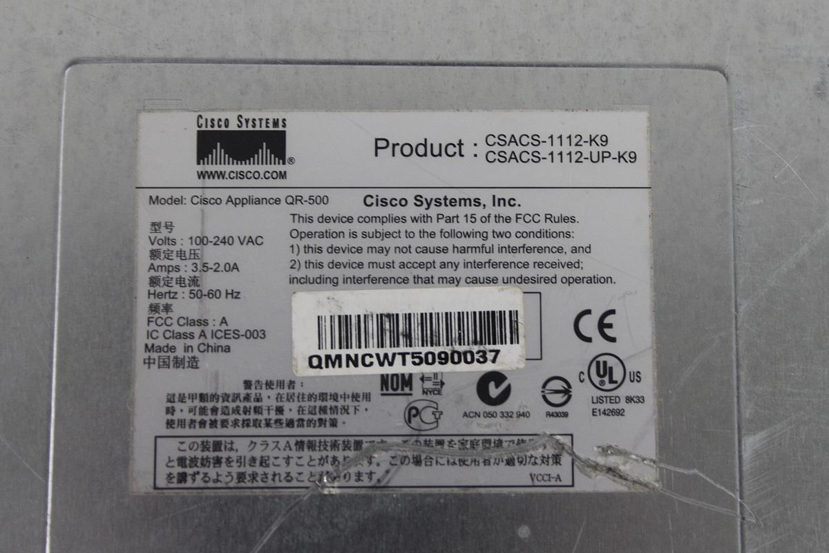 Used Cisco CSACS-1112-K9 Access Control Server QR-500