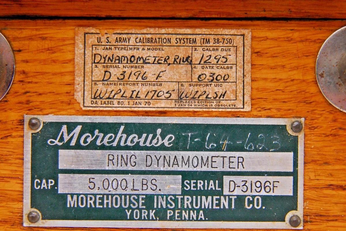 Used Morehouse 5000 LB Capacity Ring Dynamometer