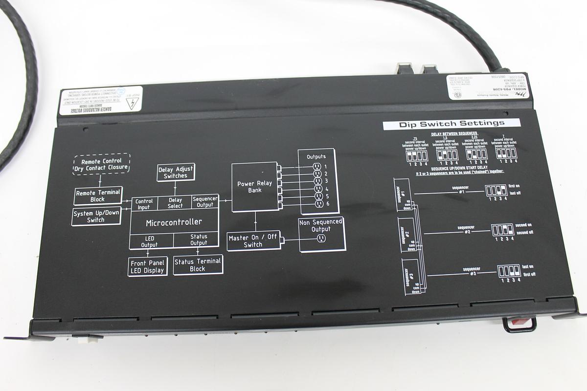 Used Middle Atlantic Power Sequencer PDS-620R 6-Step Sequencer 115V 20 Amp 6 Outlets 