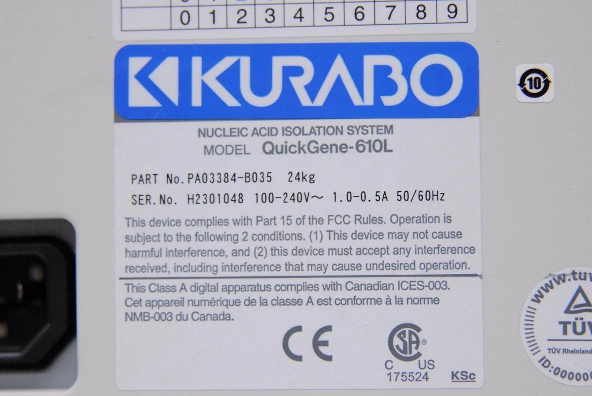 Used FUJIFILM Kurabo PA03384-B035 QuickGene-610L Nucleic Acid Isolation System