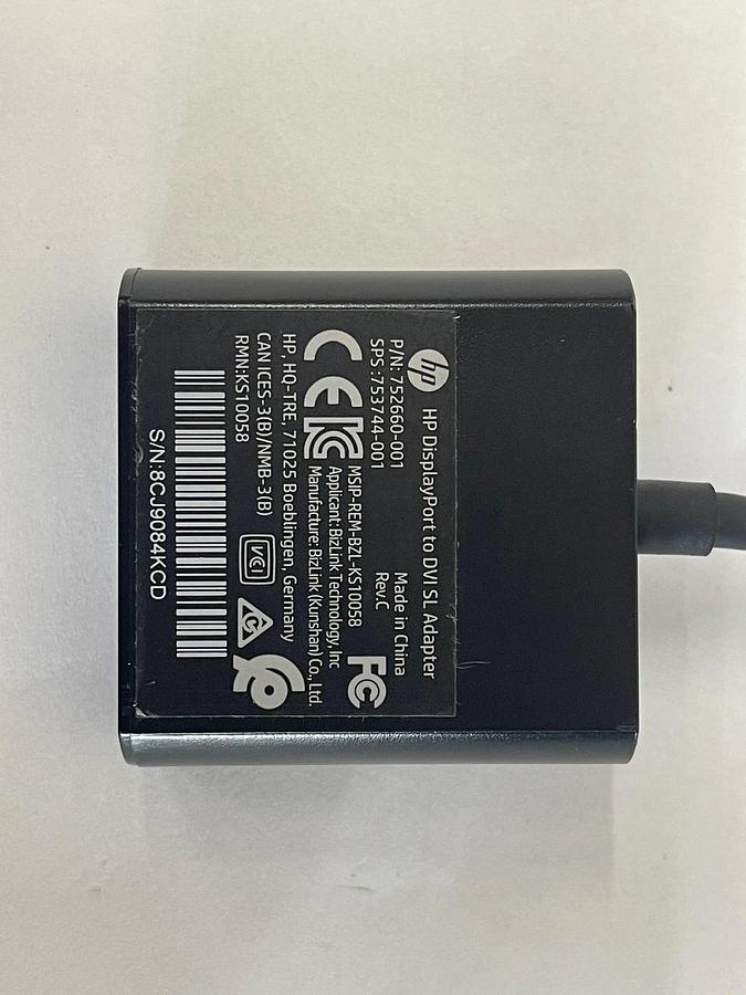 Used HP 752660-001 DisplayPort to DVI SL Adapter 783555154656