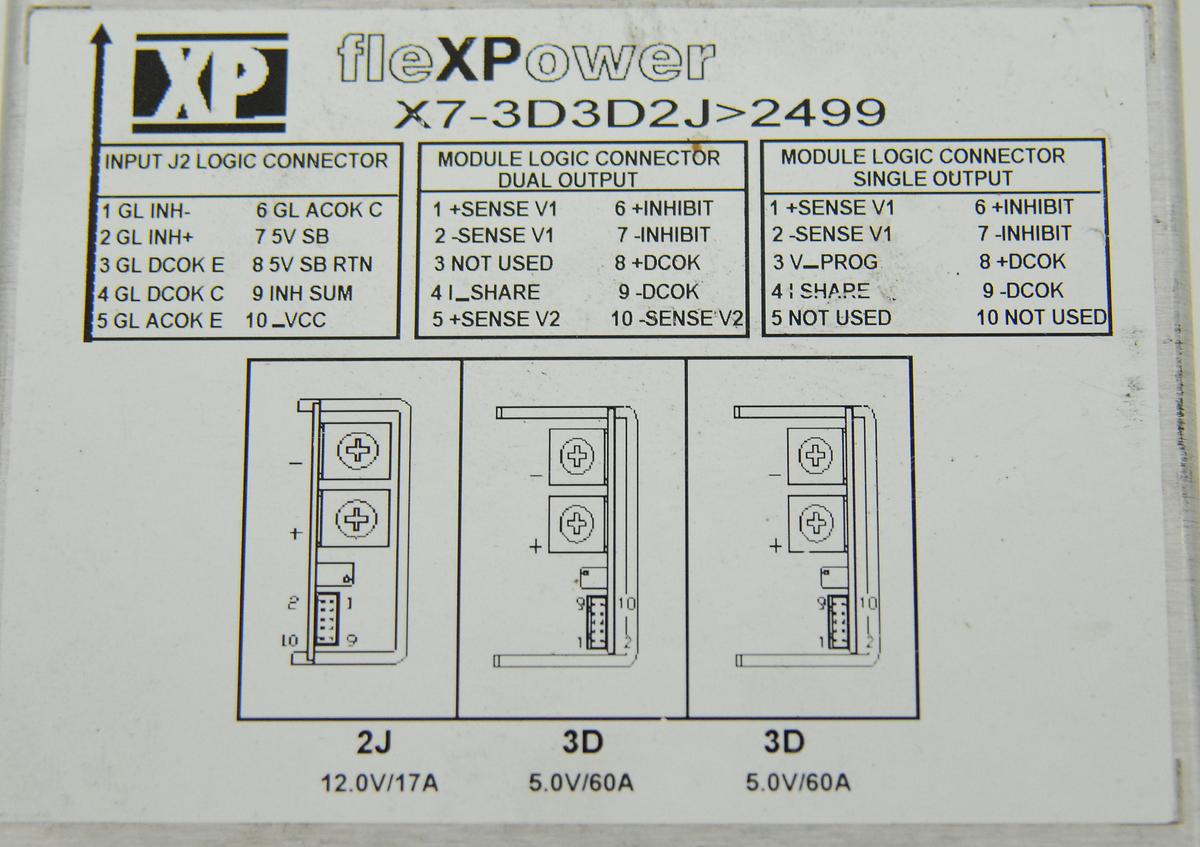 Used XP Power fleXPower XP X7-3D2D2J>2499 10006107 900W Power Supply (12V,17A/5V,60A)