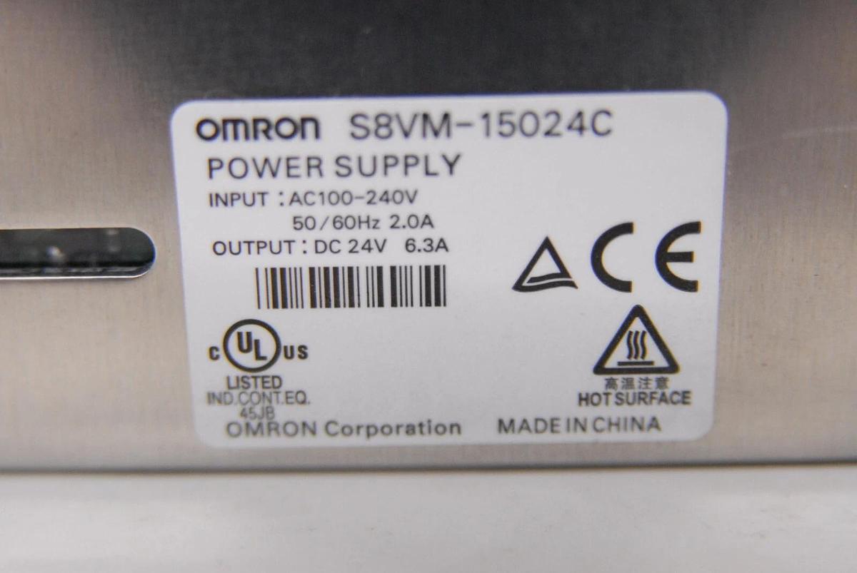 Used Omron S8VM-15024C Power Supply 150W 24V 6.5A 100/240V W/ Mounting Bracket