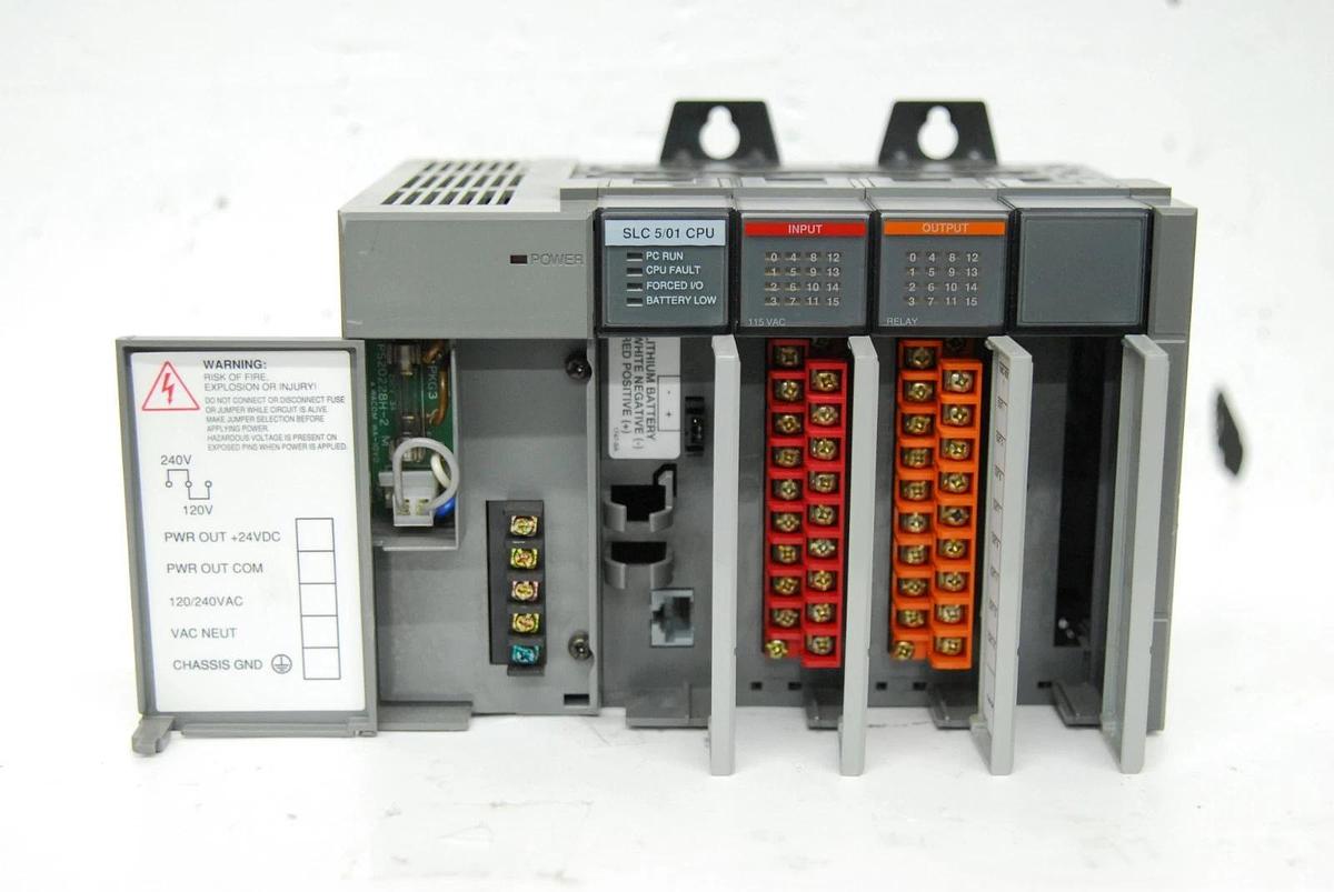 Used AB SLC 500 1746-A4 4-Slot Rack, 1747-L511 CPU, 1746-IA16, 1746-OW16, 1746-P1