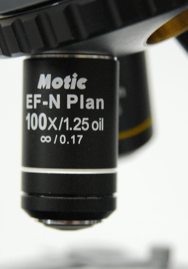 Used Motic BA210LED Binocular Microscope W/ EF-N Plan 4/10/100 Objectives