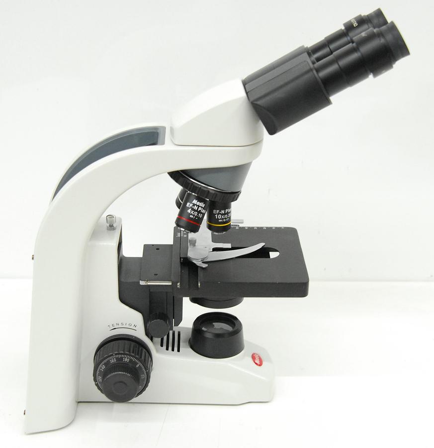 Used Motic BA210LED Binocular Microscope W/ EF-N Plan 4/10/100 Objectives