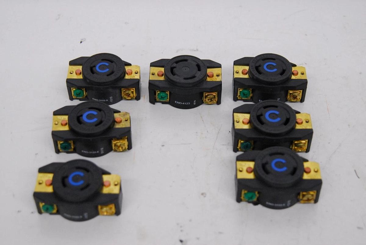 Used Elcom ENO-4123/ENO-3122-X/ENO-3123-X Twist Lock Receptacles - Lot of 7