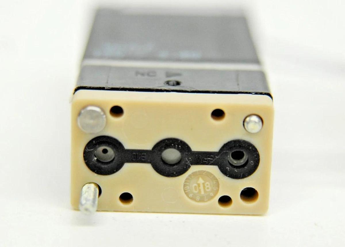 Used Burkert 6606-A Direct-Acting Rocker Solenoid Valve (12 VDC, 3.4 W, 87 PSIG)