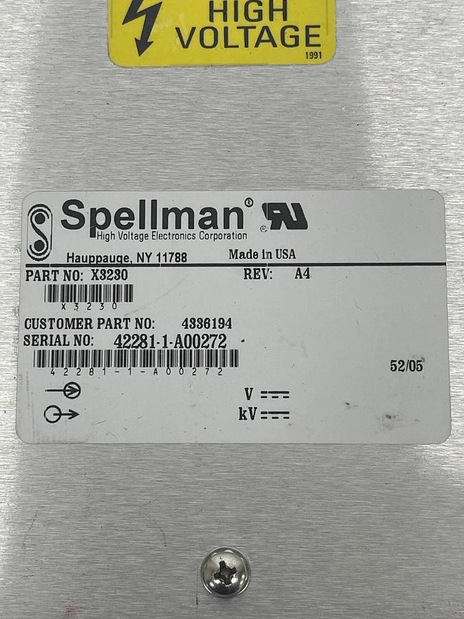 Used Spellman X3230 - Applied Biosystems 4336194 High Voltage DC Power Supply