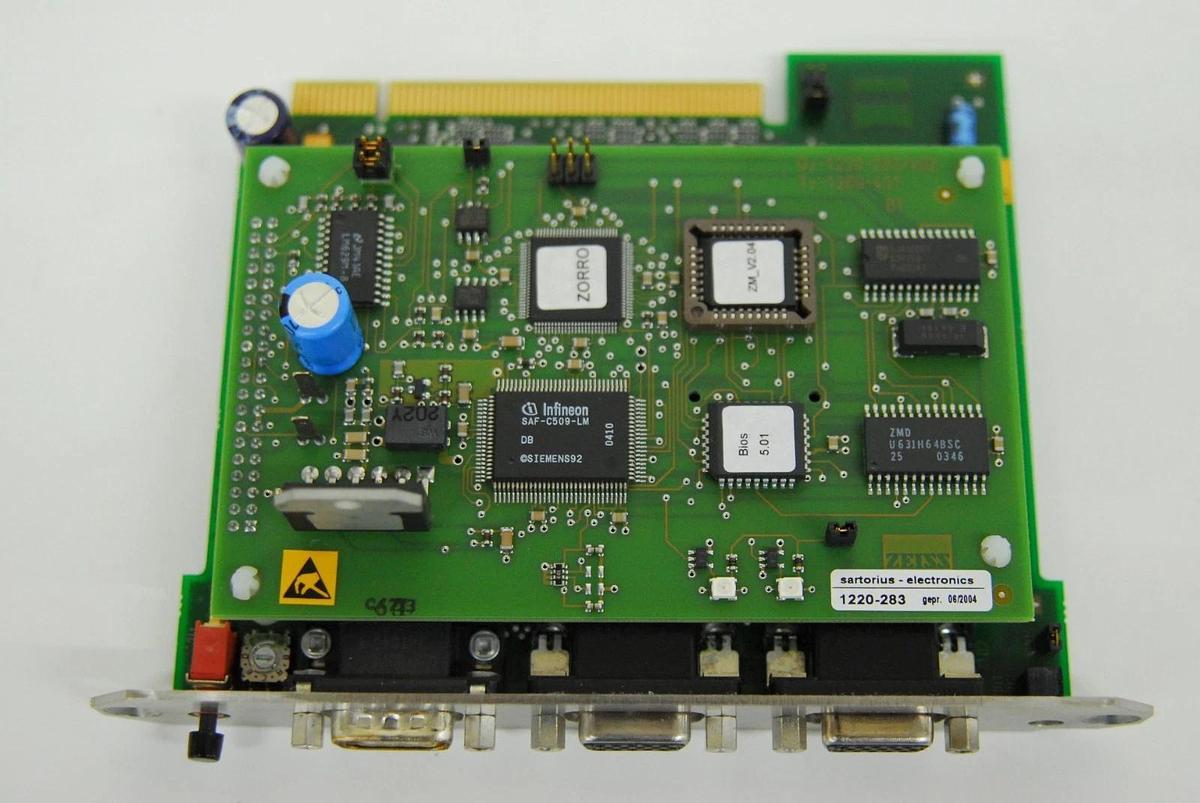 Used Zeiss 000000-1015-381 Control PC-Board with Interface (1220-283, 1216-799)