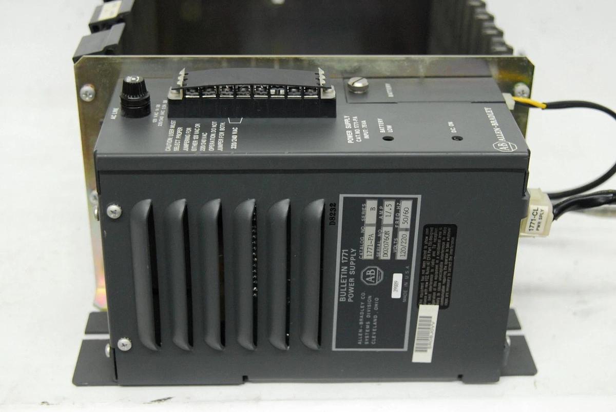 Used Allen-Bradley 1771-PA Power Supply W/ 1771-AB I/O Chassis