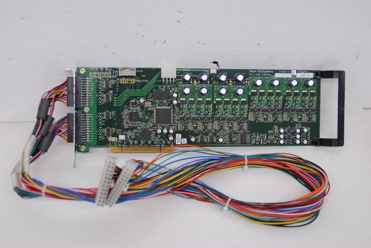 Used Vision BioSystems PCI 4 Axis Stepper Control Card 37.5501.110 W/ Attached Cables