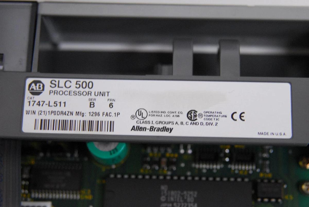 Used AB SLC 500 1746-A4 4-Slot Rack, 1747-L511 CPU, 1746-IA16, 1746-OW16, 1746-P1