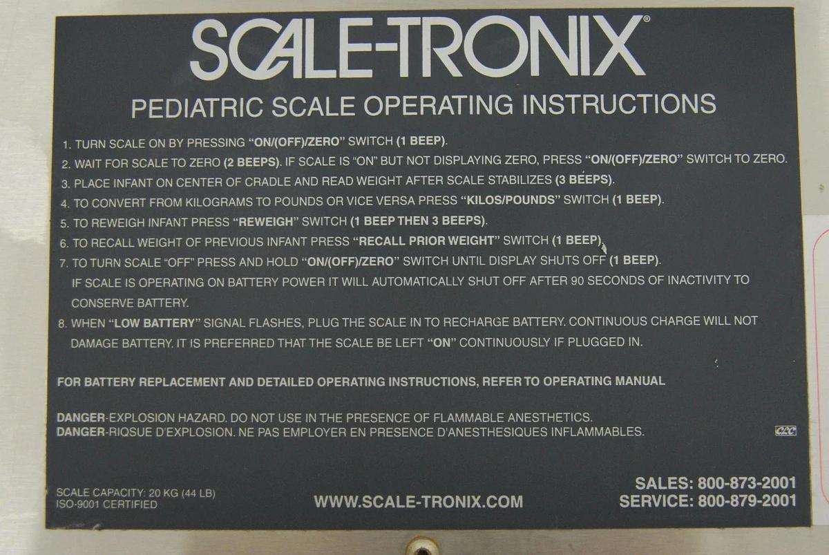 Used Scale-Tronix 4800 4802 Pediatric Scale W/ Acrylic Cradle
