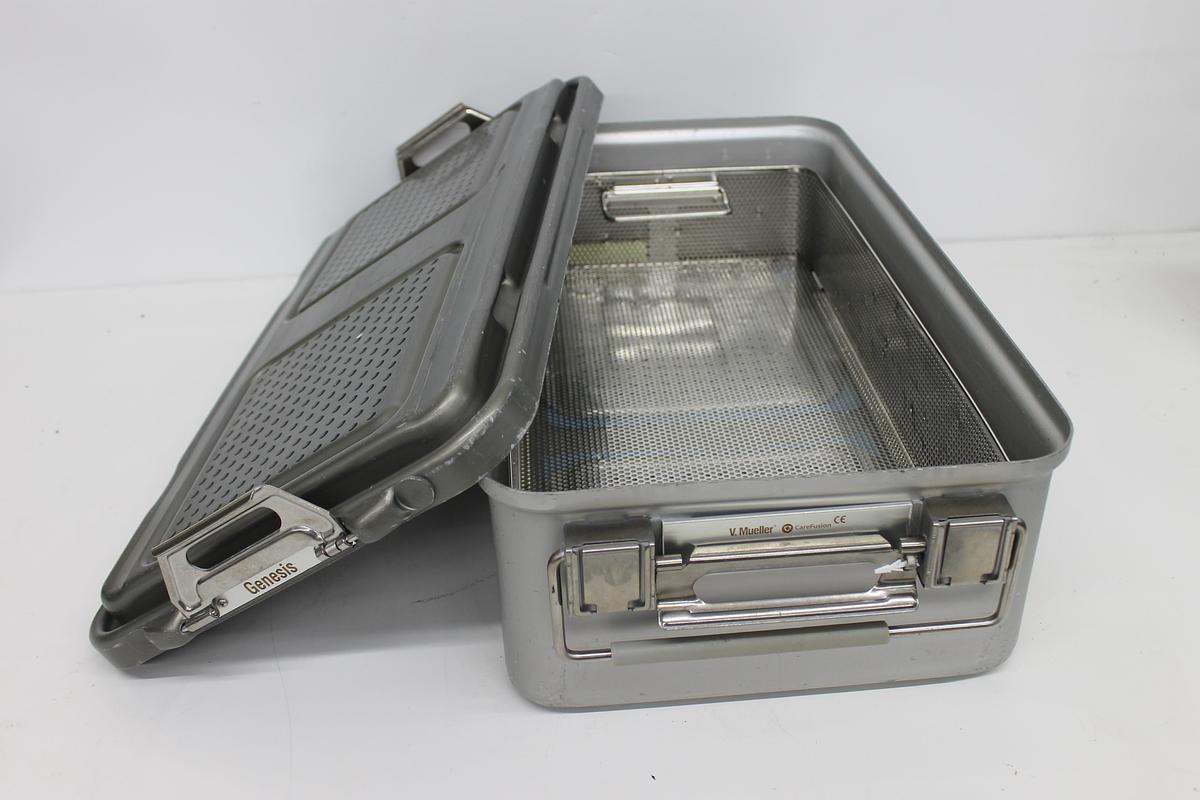 Used V Mueller Genesis Sterilization Box 12"x21"x6" / Filter Holders, Basket