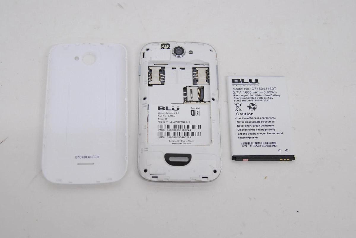 Used BLU Advance 4.0 A270A - 4GB - White, Dual Sim Slots (Unlocked) Smartphone 848958008286