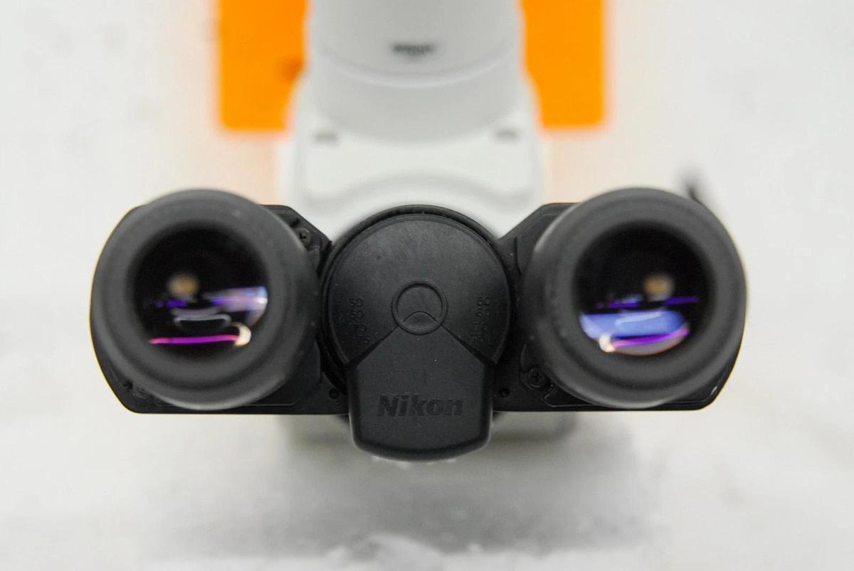 Used Nikon TS100 Trinocular Head W/ V-T Camera Adapter, 2x C-W 10XA/22 Eyepieces