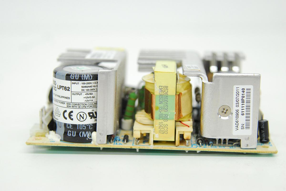 Used Astec LPT62 60W Triple Output Power Supply (+5V,8A/+12V,3.5A/-12V,1A)