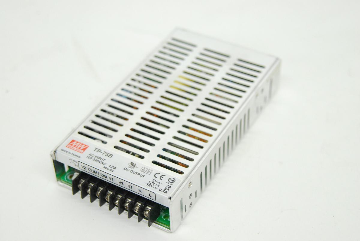 Used Mean Well TP-75B 76W Triple Output Power Supply (5v,12v,-12v)