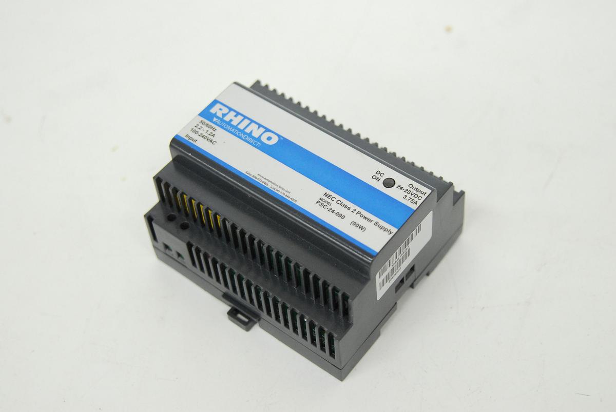 Used Rhino PSC-24-090 24-28 VDC 90W Adjustable DIN Mount Power Supply - TESTED