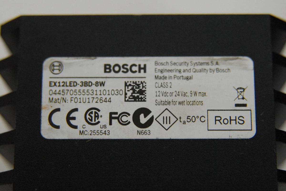 Used Bosch EX12LED-3BD-8W 3D Diffuser Infrared Illuminator W/ TIMS24-02M Power Supply
